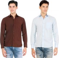 Atmosphere Men's Solid Formal Maroon, Blue Shirt(Pack of 2)