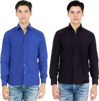 Atmosphere Men's Solid Formal Black, White Shirt(Pack of 2)