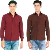 Atmosphere Men's Solid Formal White, Light Blue Shirt(Pack of 2)