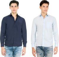 Atmosphere Men's Solid Formal White, Maroon Shirt(Pack of 2)