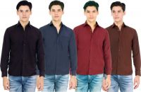 Atmosphere Men's Solid Formal Black, Blue, Maroon, Brown Shirt(Pack of 4)