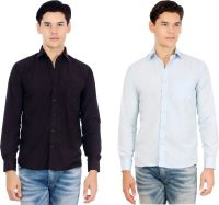 Atmosphere Men's Solid Formal Blue, Dark Blue Shirt(Pack of 2) Atmosphere Men's Solid Formal Blue, Dark Blue Shirt(Pack of 2)