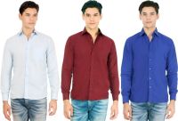 Atmosphere Men's Solid Formal Light Blue, Maroon, Dark Blue Shirt(Pack of 3)