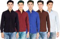 Atmosphere Men's Solid Formal Black, Maroon, Dark Blue, Brown, Light Blue Shirt(Pack of 5) Atmosphere Men's Solid Formal Black, Maroon, Dark Blue, Brown, Light Blue Shirt(Pack of 5)