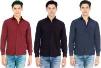 Atmosphere Men's Solid Formal Maroon, Black, Blue Shirt(Pack of 3)