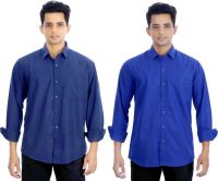 Atmosphere Men's Solid Formal Blue, Dark Blue Shirt(Pack of 2) Atmosphere Men's Solid Formal Blue, Dark Blue Shirt(Pack of 2)