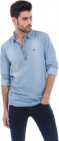 Basics Men's Solid Casual Blue Shirt