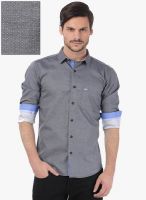 Basics Dark Grey Solid Slim Fit Casual Shirt