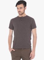 Basics Mauve Solid Henley T-Shirt