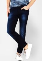 Basics Solid Navy Blue Skinny Fit Jeans