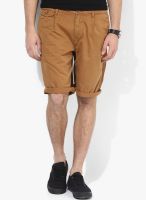 Breakbounce Brown Solid Shorts