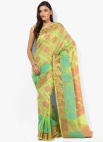 Bunkar Green Embellished Saree