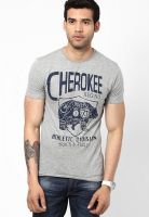 Cherokee Grey Melange Printed Round Neck T-Shirts