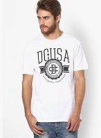 DC White Printed Round Neck T-Shirt