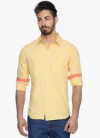 DERBY JEANS COMMUNITY Yellow Solid Slim Fit Casual Shirt