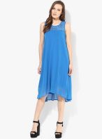 Dorothy Perkins Blue Colored Solid Asymmetric Dress