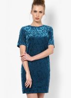 Dorothy Perkins Blue Colored Solid Shift Dress