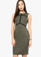 Dorothy Perkins Olive Colored Solid Bodycon Dress