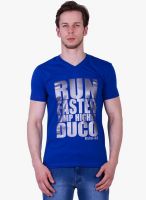 Duke Blue Printed V Neck T-Shirt