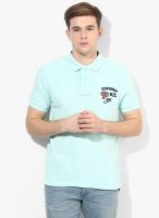 Ed Hardy Aqua Blue Solid Polo T-Shirt