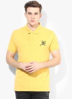 Ed Hardy Yellow Solid Polo T-Shirt