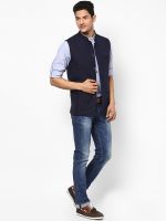 Even Sleeveless Solid Men's Linen Jacket