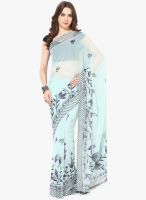 FOSTELO Aqua Blue Printed Saree