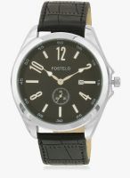 FOSTELO Black/Black Leather Analog Watch