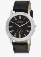 FOSTELO Black/Black Leather Analog Watch