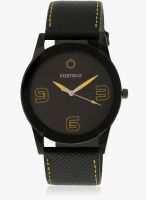 FOSTELO Black Leather Analog Watch