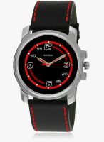 FOSTELO Black Leather Analog Watch