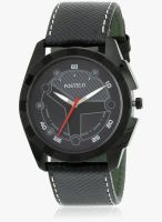 FOSTELO Black Leather Analog Watch