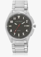 FOSTELO Black/Silver Stainless Steel Analog Watch