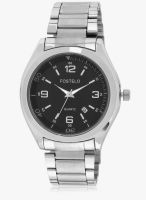 FOSTELO Black/Silver Stainless Steel Analog Watch