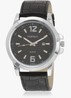 FOSTELO Brown/Black Leather Analog Watch