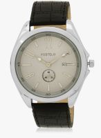 FOSTELO Brown/Black Leather Analog Watch