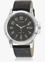 FOSTELO Brown/Black Leather Analog Watch