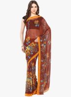 FOSTELO Brown Printed Saree