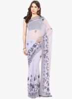 FOSTELO Grey Printed Saree