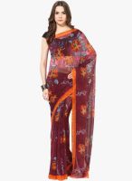 FOSTELO Maroon Printed Saree