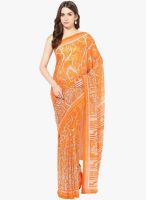 FOSTELO Orange Printed Saree