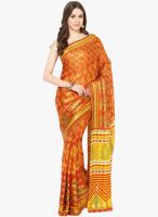 FOSTELO Orange Printed Saree