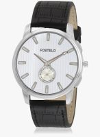 FOSTELO White/Black Leather Analog Watch