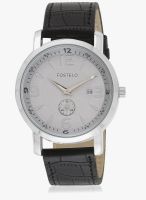 FOSTELO White/Black Leather Analog Watch