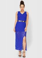 Faballey Blue Colored Embroidered Maxi Dress