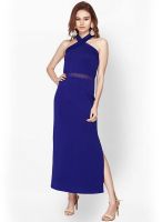 Faballey Blue Colored Solid Maxi Dress