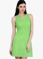 Faballey Green Colored Embroidered Shift Dress