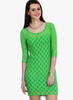 Faballey Green Colored Embroidered Bodycon Dress