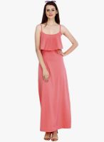 Faballey Peach Colored Solids Maxi Dress