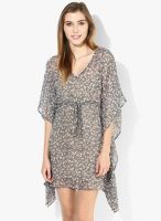 Femella Grey Colored Printed Skater Dress